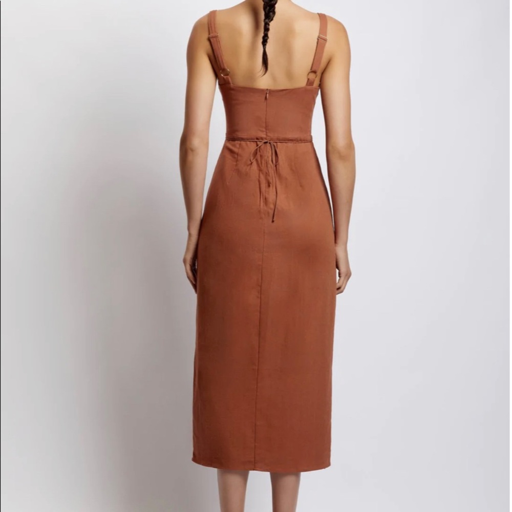 Meshki Cut Out O Ring Linen Midi Dress - Picture 3 of 6